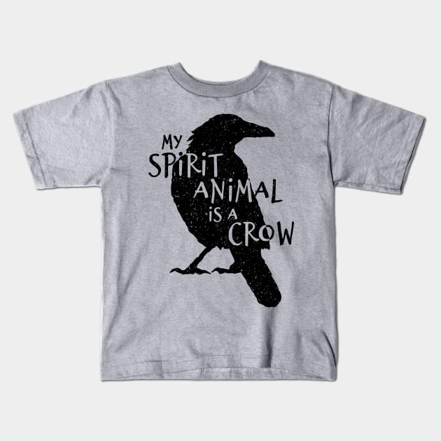 Black Crow Silhouette - My Spirit Animal Is A Crow Kids T-Shirt by bangtees